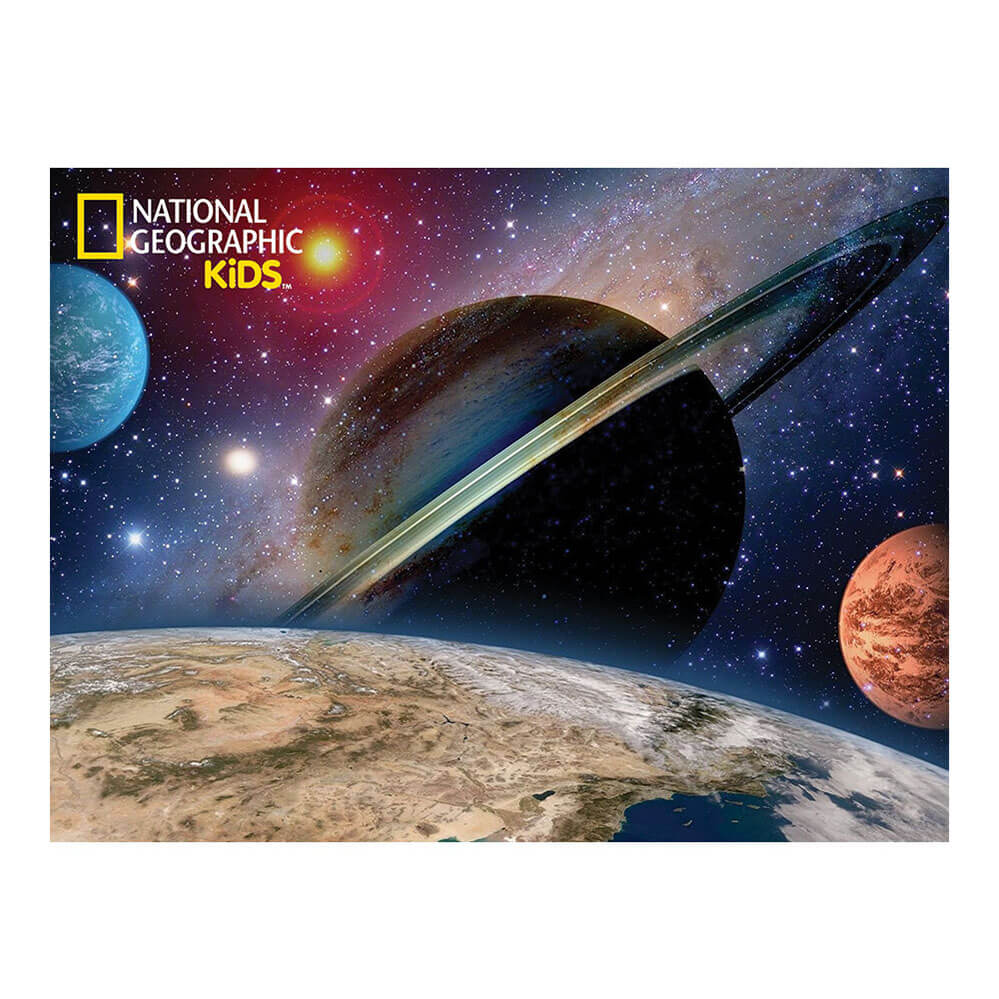Front view of the National Geographic Kids Super 3D Space 100 Piece Puzzle.