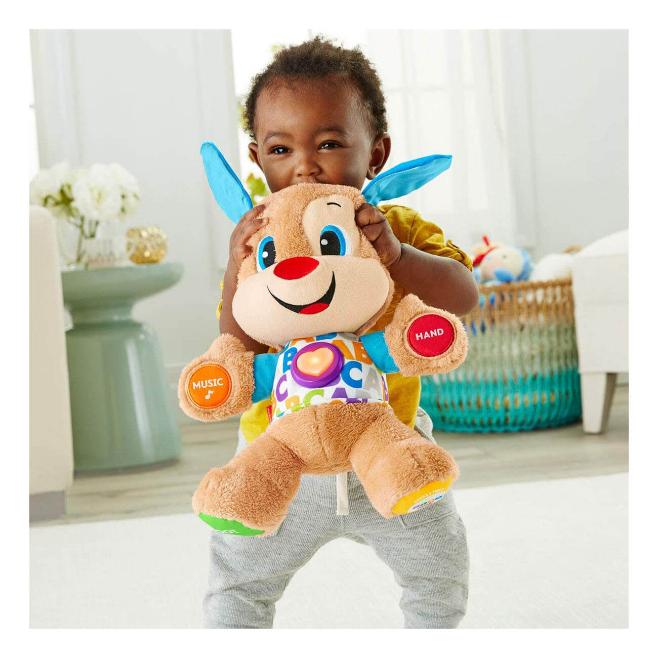 Fisher-Price Laugh & Learn Baby & Toddler Toy Smart Stages Sis Interactive  Plush Dog with Music Lights and Learning Content