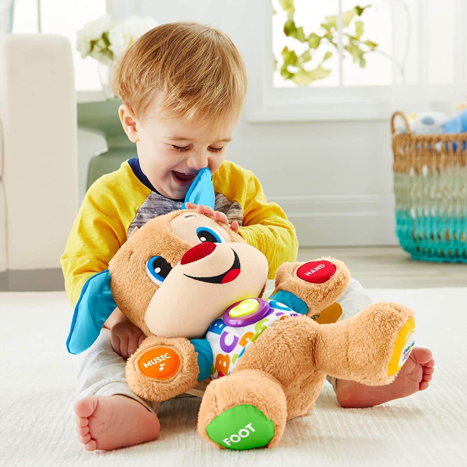 Fisher-Price Laugh & Learn Baby & Toddler Toy Smart Stages Sis Interactive  Plush Dog with Music Lights and Learning Content