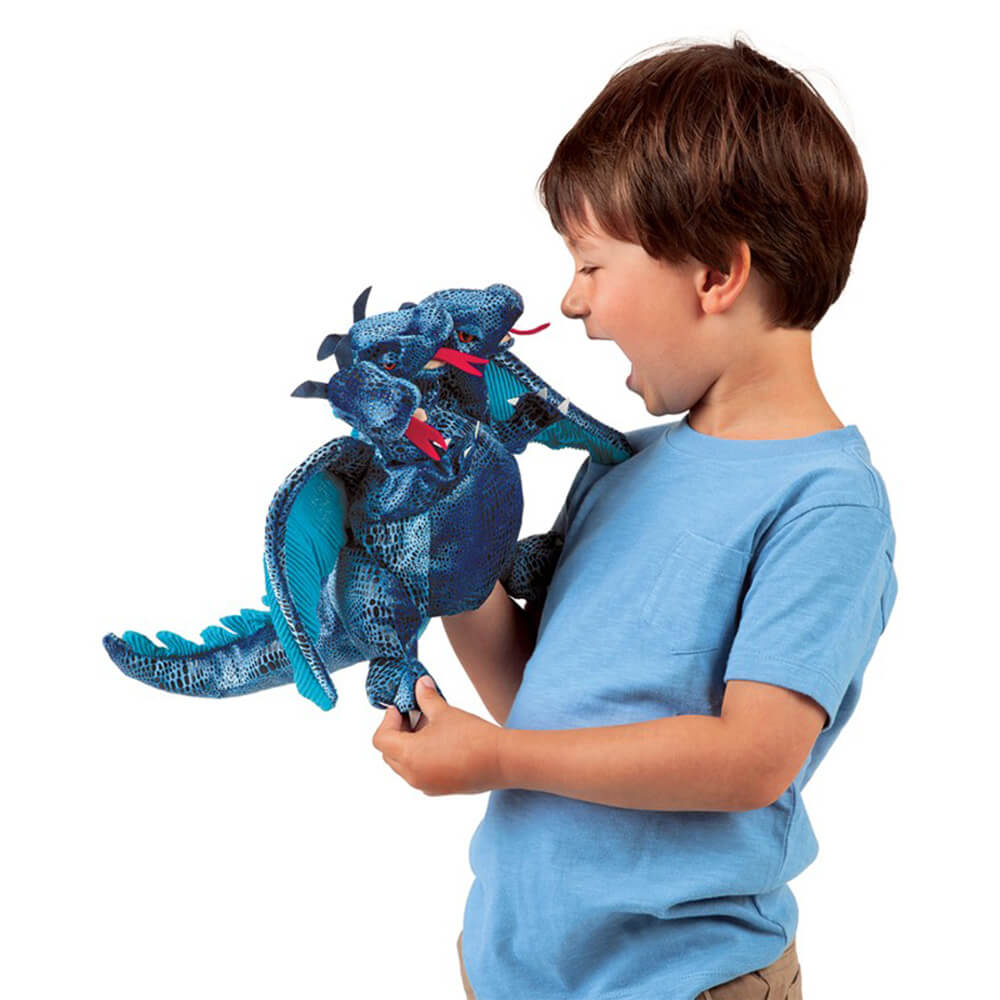Folkmanis Blue Three-Headed Dragon Hand Puppet