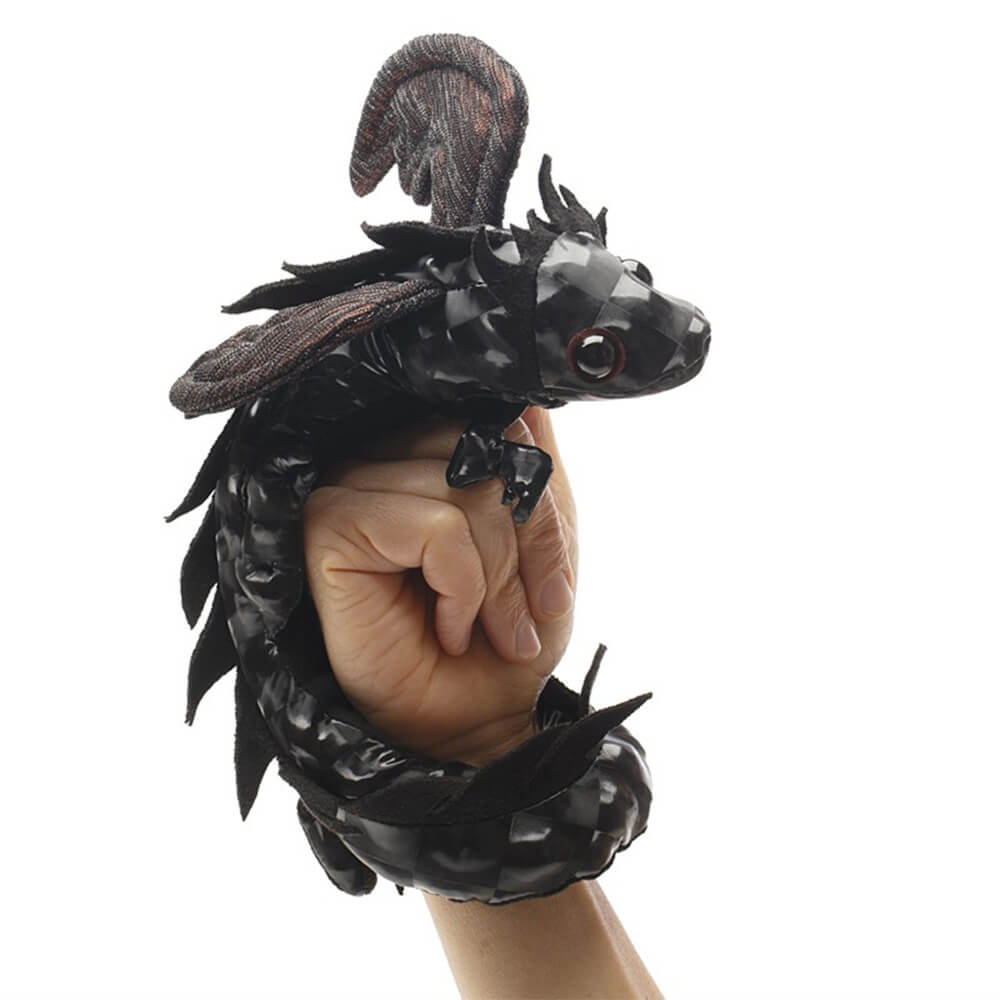 Folkmanis Midnight Dragon Wristlet Finger Puppet