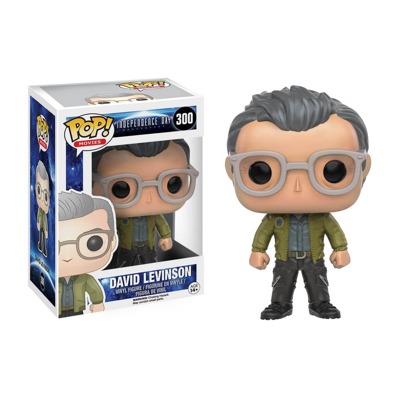 Front view of the Funko POP Independence Day 2 David Levinson #300 package.