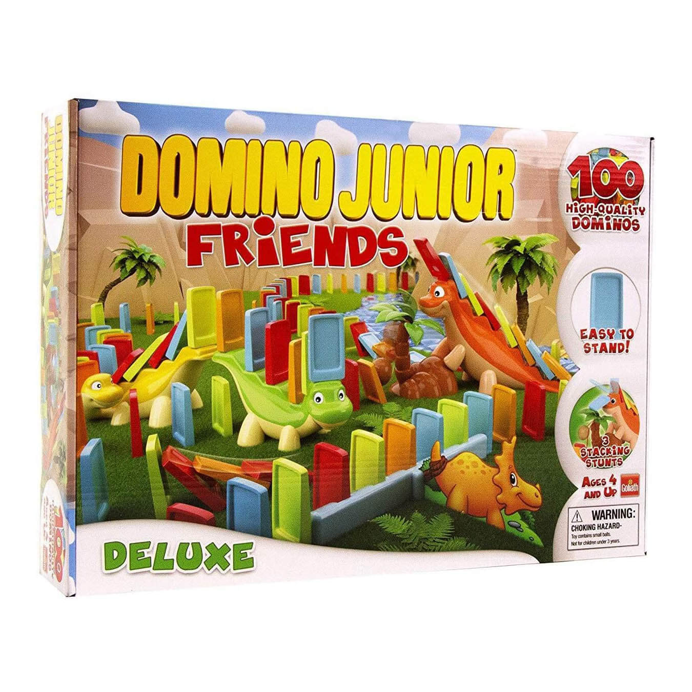 Front view of the Goliath Games Domino Junior Friends Deluxe package.