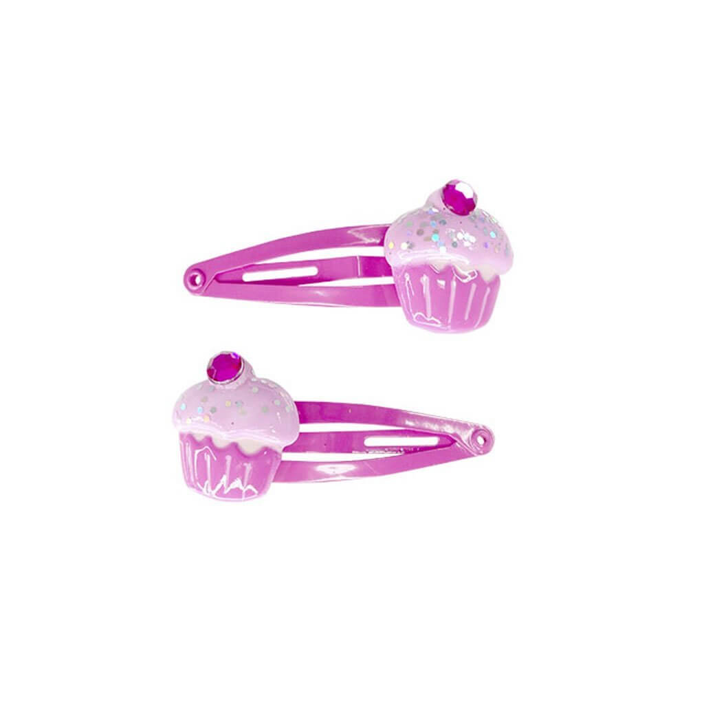Front view of the Great Pretenders Frosty Topping Cupcake Hair Clips 2 Piece Set.