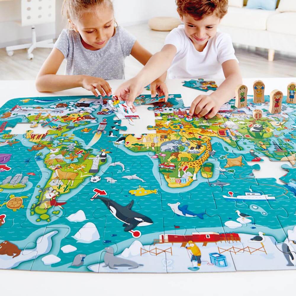 Hape 2-in-1 World Map Puzzle and Game