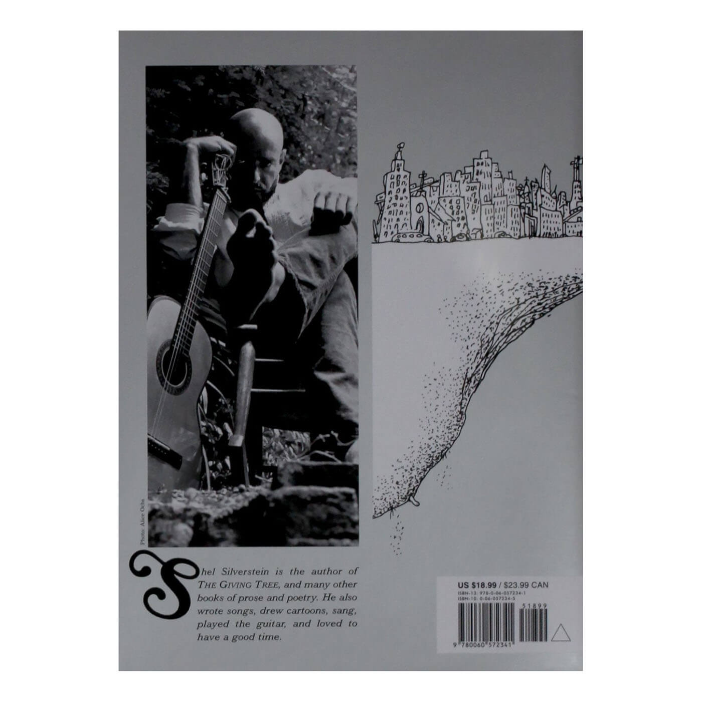 Back view of the Where the Sidewalk Ends Special Edition w 12 Extra Poems (Hardcover).