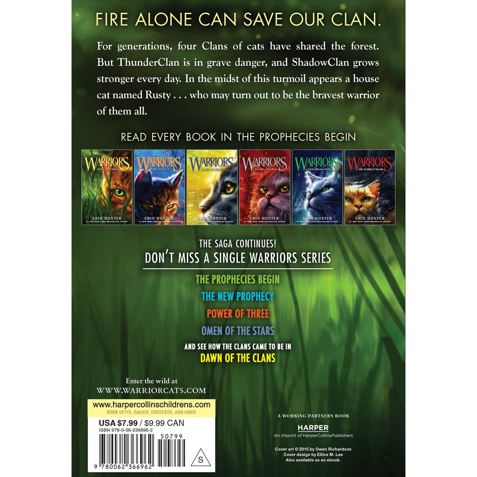 Back view of the Warriors #1: Into the Wild (Paperback).