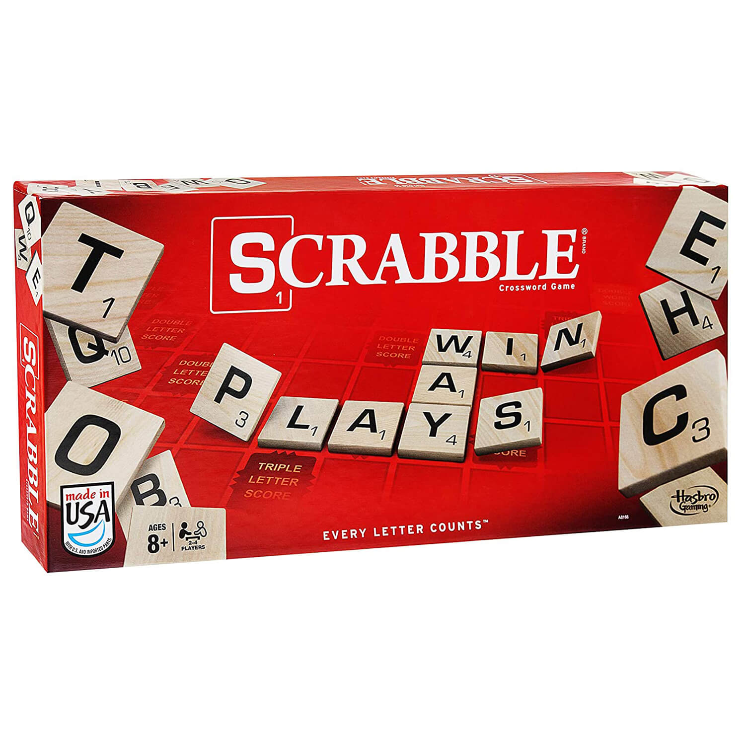 Front view of the Scrabble Game package.