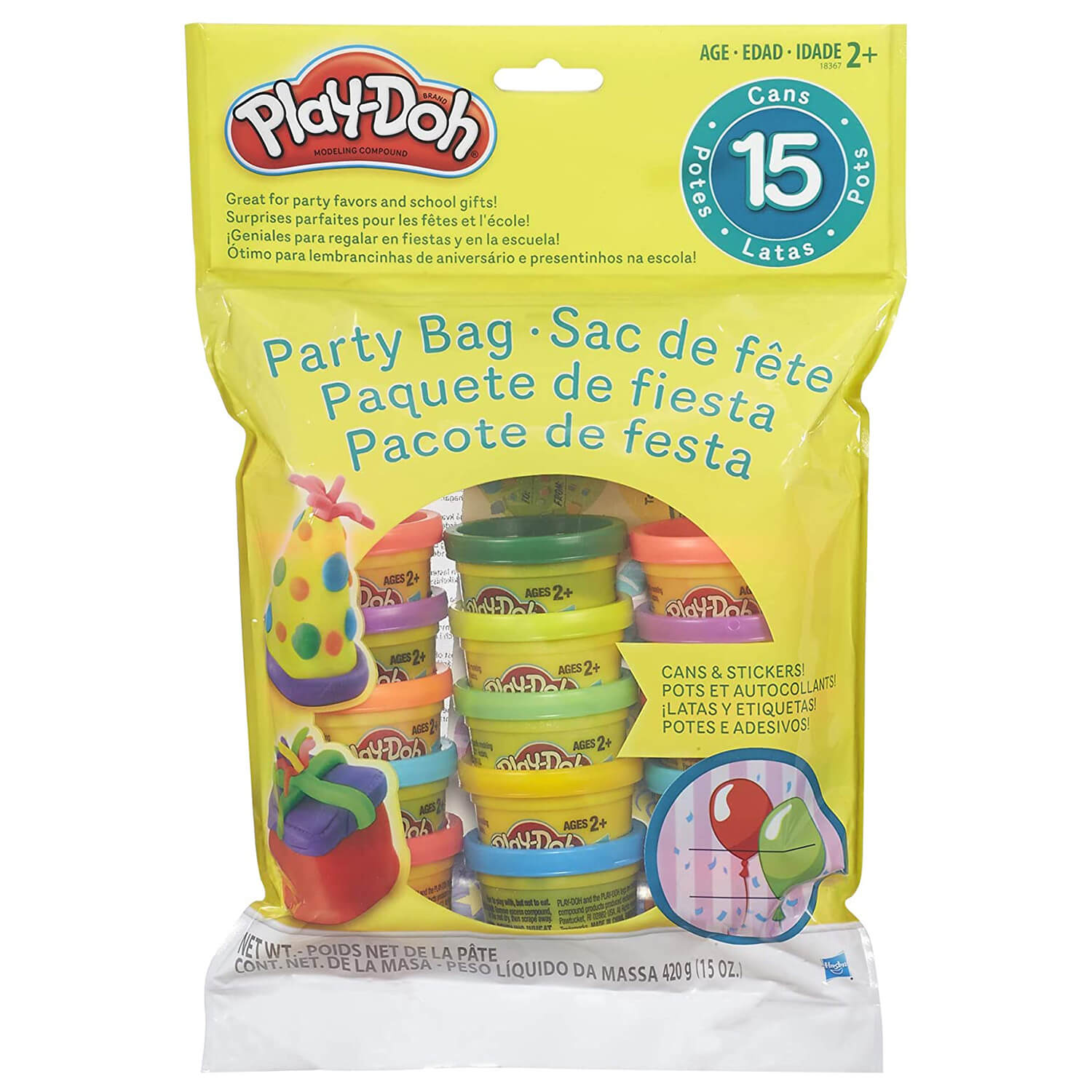 Front view of the Play-Doh party pack 15 count package.
