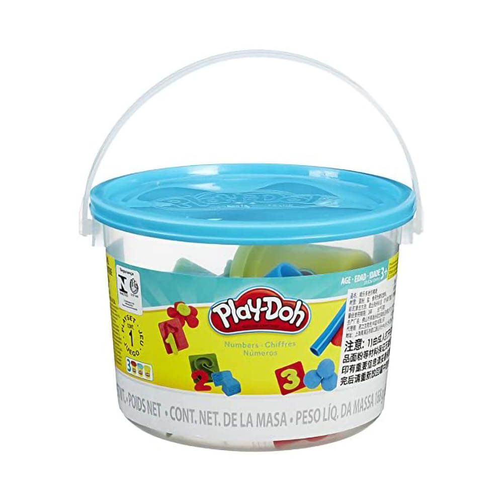 Front view of the Play-Doh Numbers Mini Bucket package.