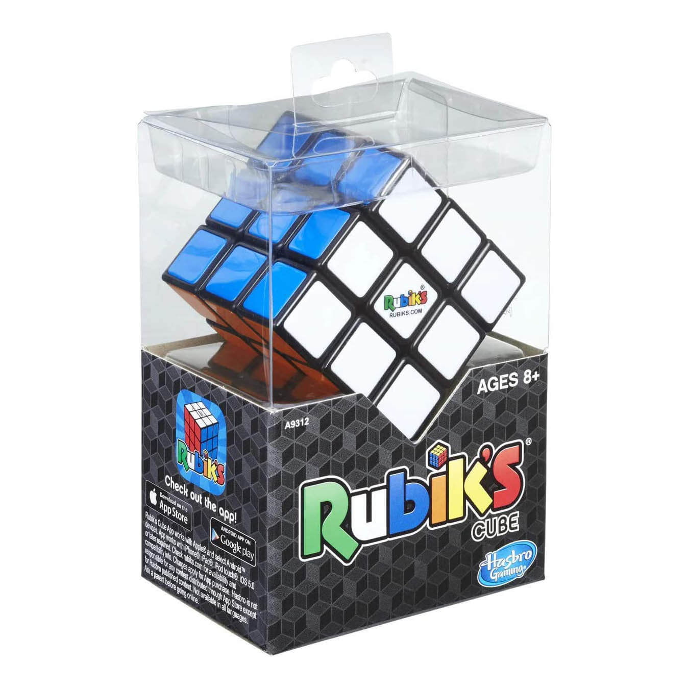 Front view of the Rubik's Cube package.