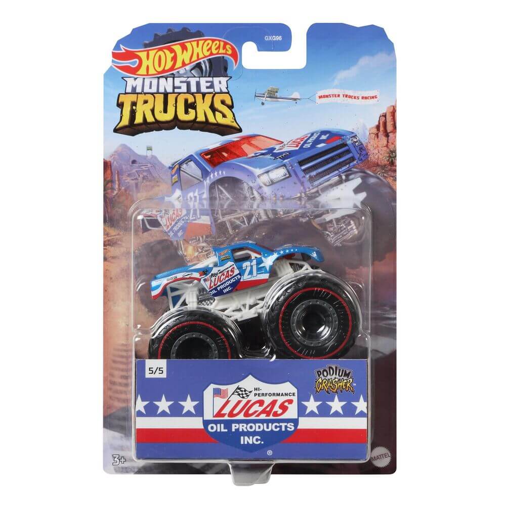 Hot Wheels Monster Trucks 1:64 Podium Crasher Lucas Oil Vehicle