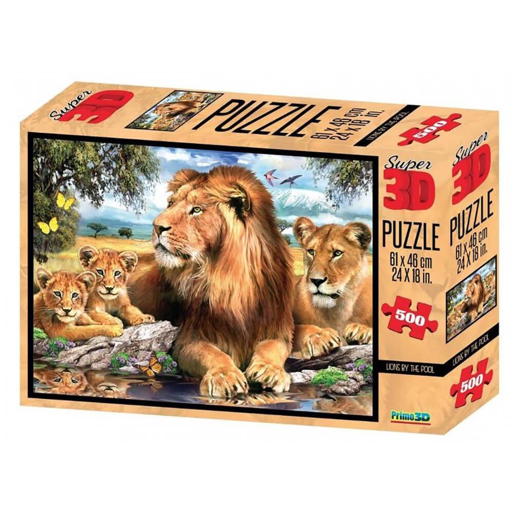Howard Robinson Super 3D Puzzle Lions By The Pool 500 Pc