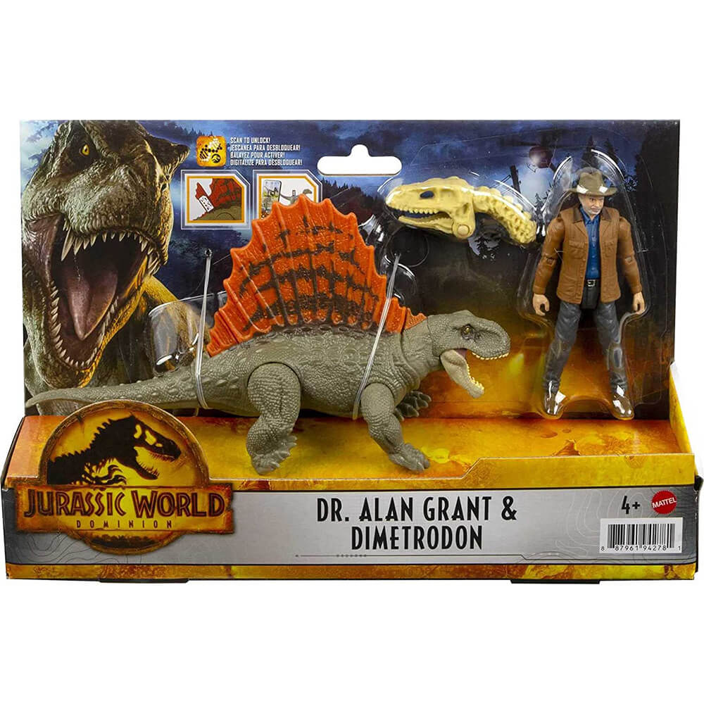 Jurassic World Dominion Dr Alan Grant & Dimetrodon Action Figure Set