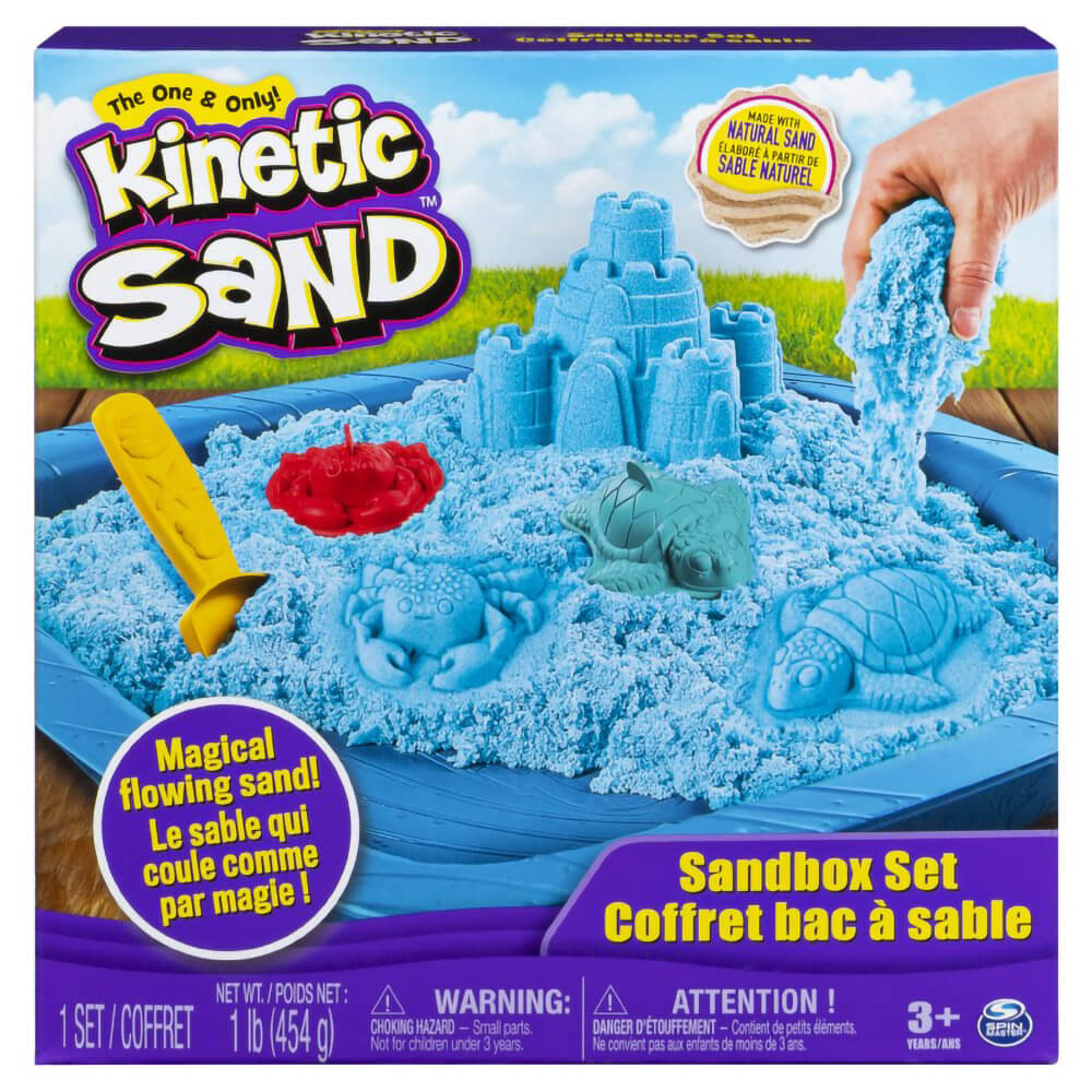 Kinetic Sand Sandbox Set with 1 lb Blue Kinetic Sand