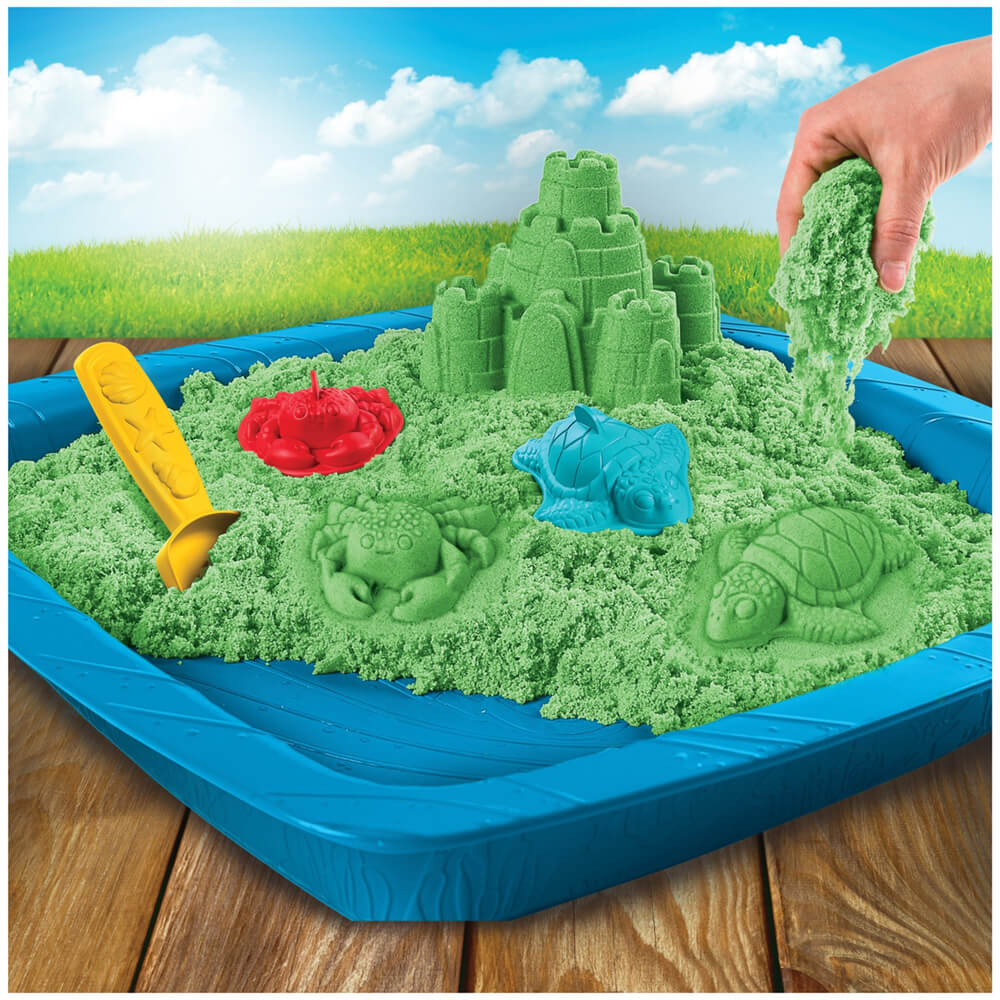 Kinetic Sand Sandbox Set with 1 lb Green