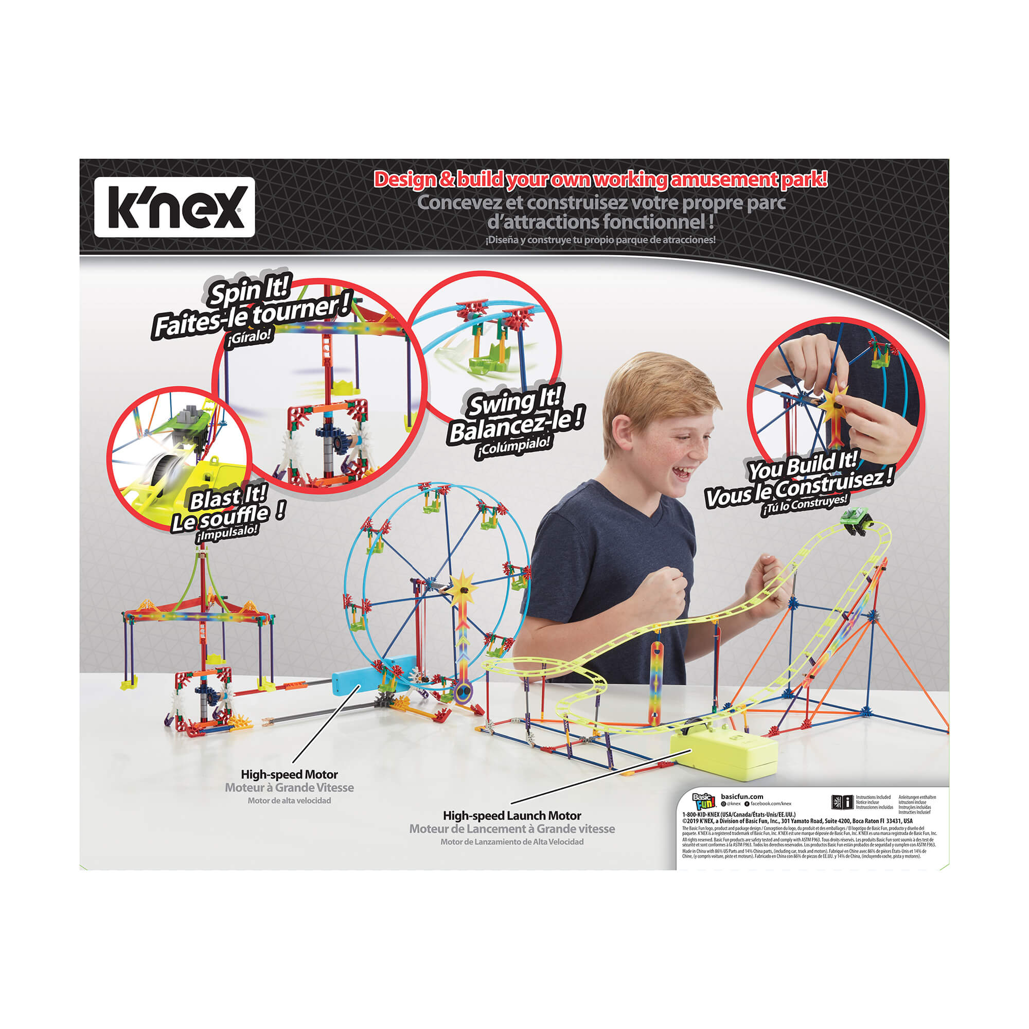Back view of the K'nex Amusement Park In A Box package.