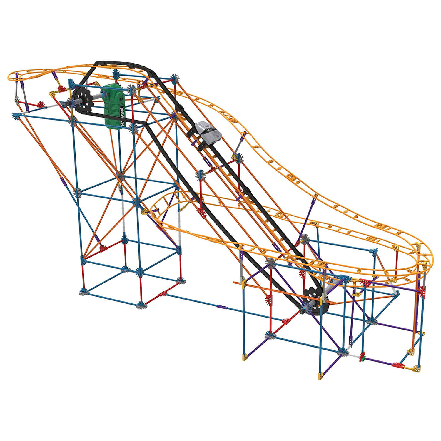 Side view of the k'nex coaster.