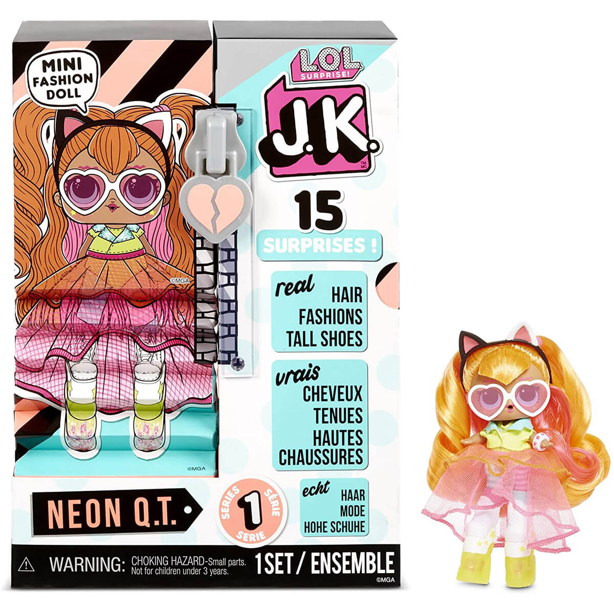 L.O.L. Surprise! J.K. Neon Q.T. Fashion Doll with 15 Surprises