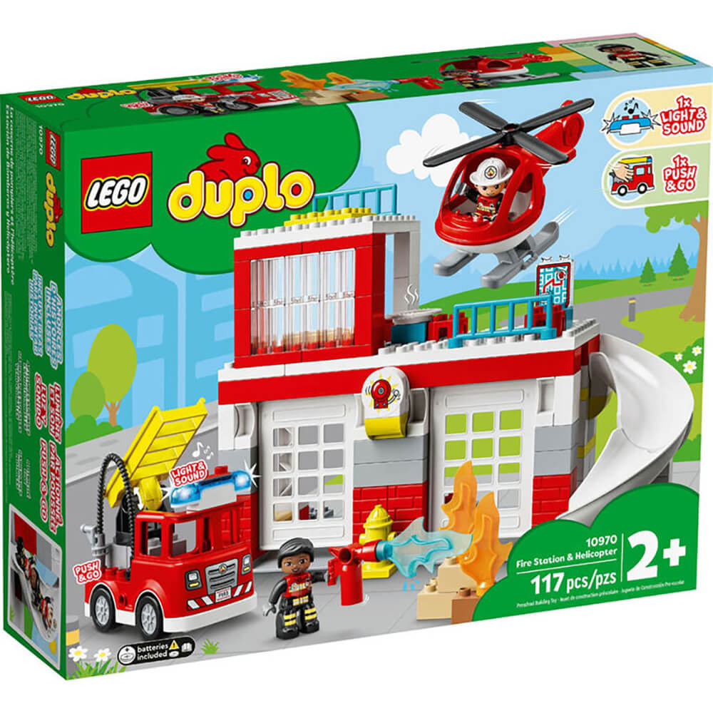 LEGO DUPLO Town Fire Station & Helicopter 117 Piece Building Set (10970)