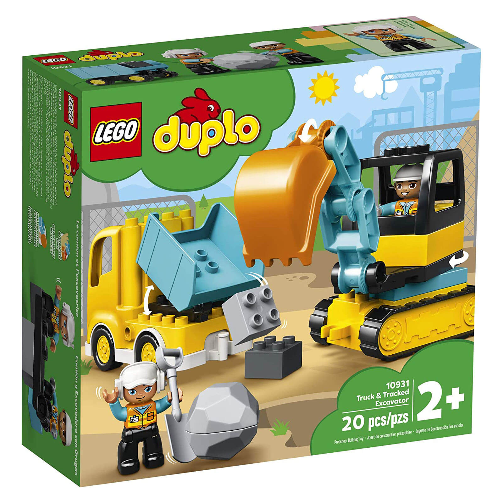 LEGO DUPLO Town Truck & Tracked Excavator 20 Piece Building Set (10931)
