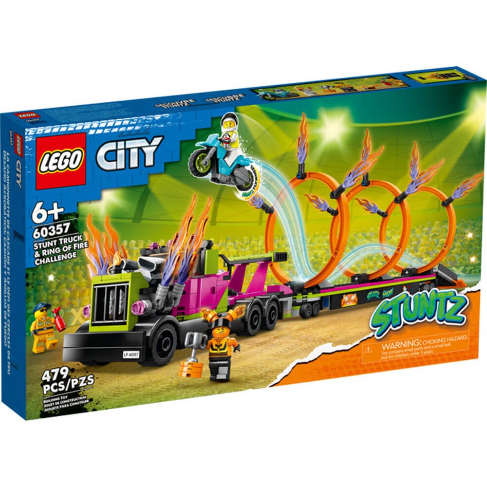 LEGO® City Stunt Truck & Ring of Fire Challenge 479 Piece Building Set (60357)