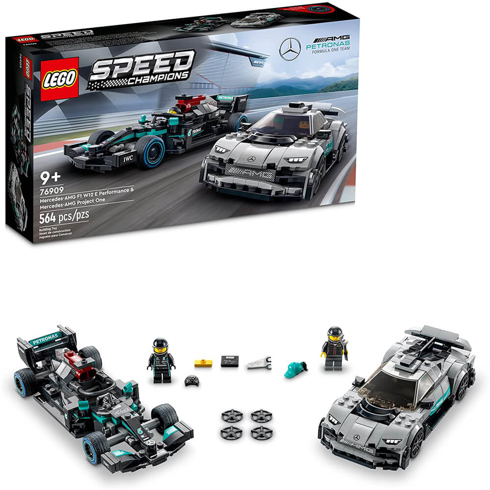 LEGO Speed Champions Mercedes-AMG F1 W12 E Performance & Mercedes-AMG Project One 564 Piece Building Set (76909)