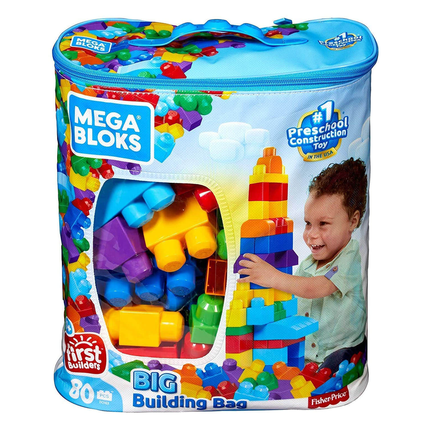 Front view of the Mega Bloks Big Building Bag (Classic) package.