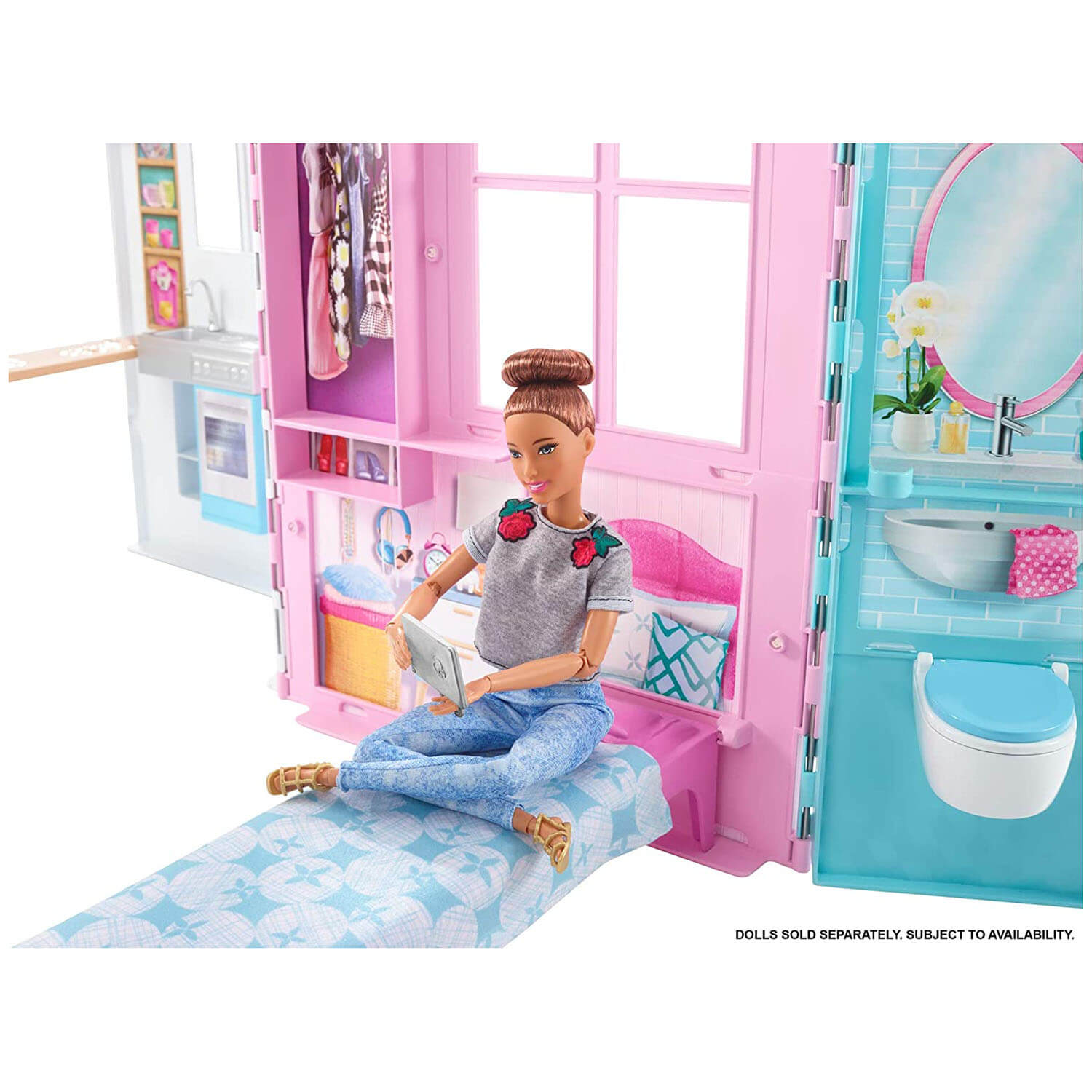 Closeup view of the dollhouse.