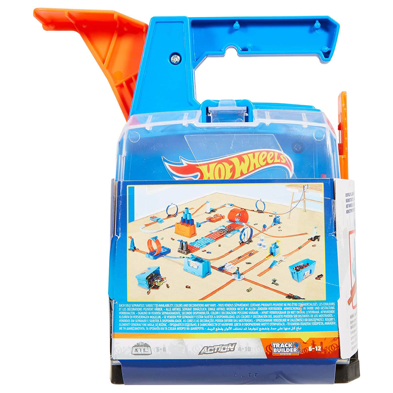 Back view of the Hot Wheels Display Launcher Case package.