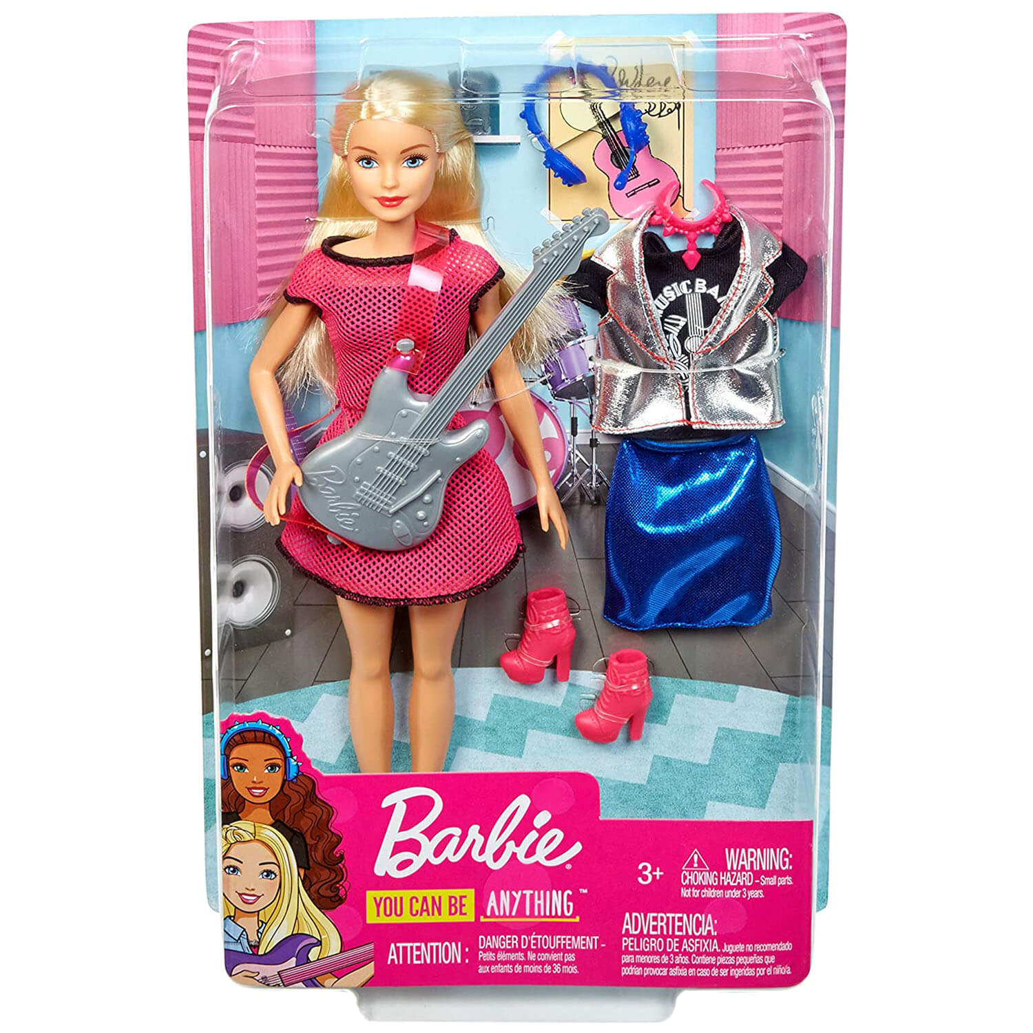 Front view of the Barbie Musician Career Doll package.