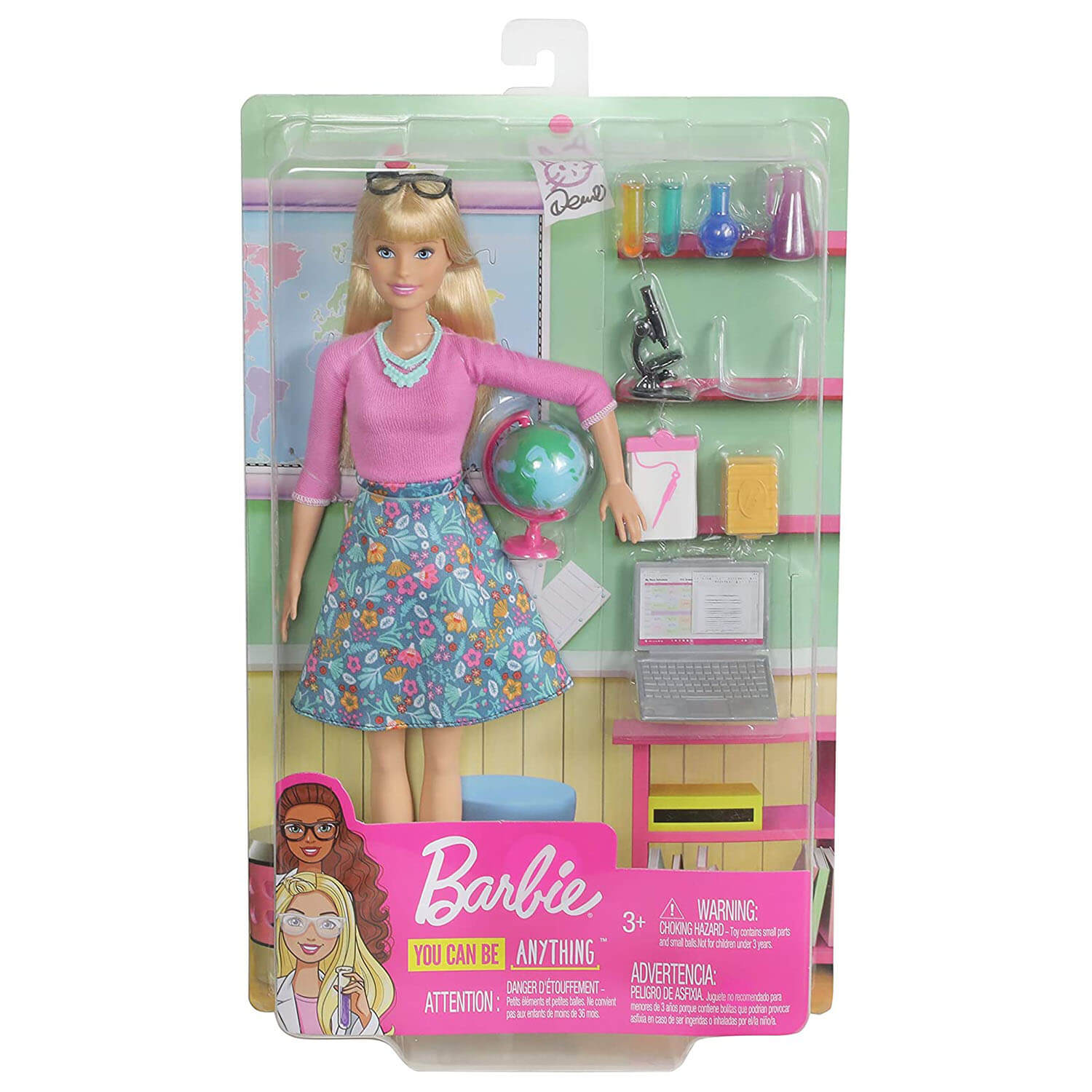 Front view of the Barbie Teacher package.