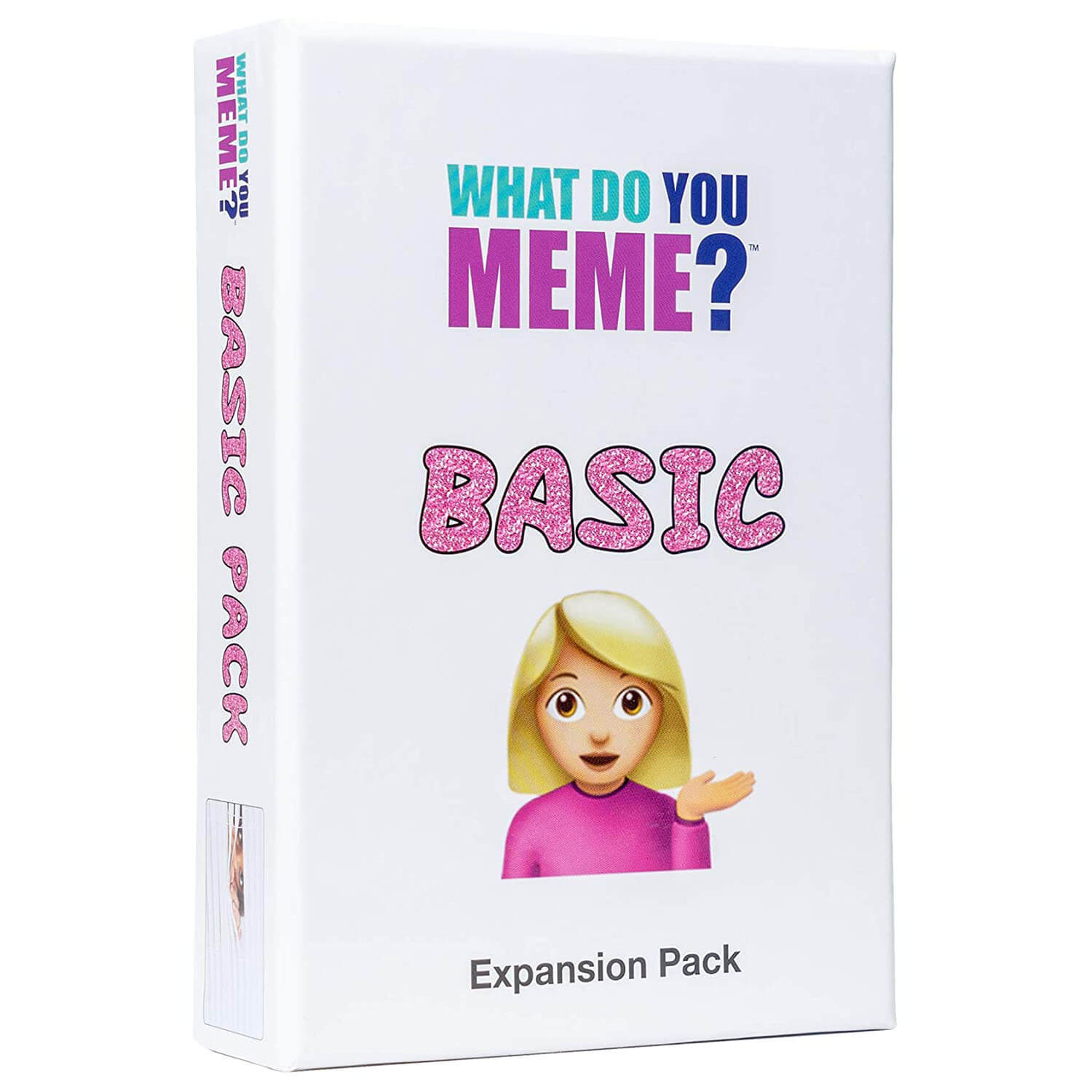 Front view of the What Do You Meme Card Game Basic Bitch Expansion Pack package.