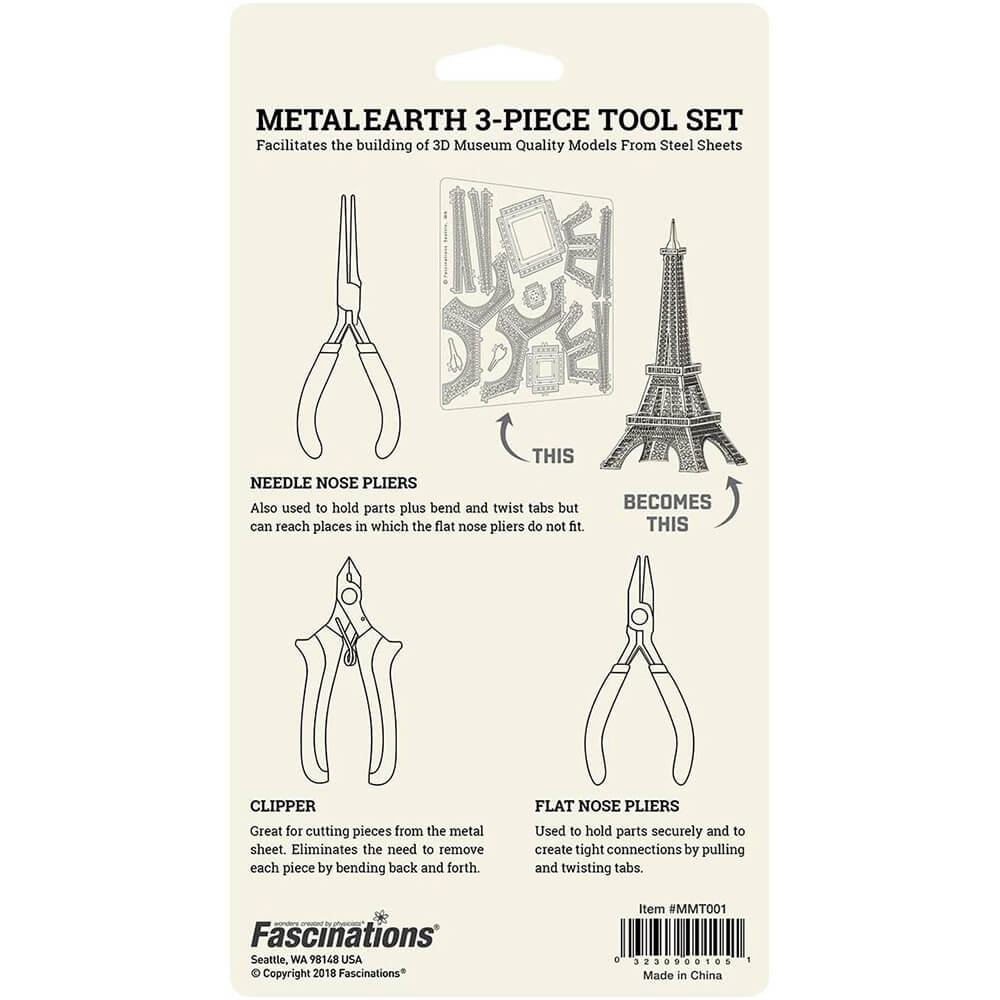 Metal Earth 3 Piece Medium Carbon Tool Kit for Metal Earth & ICONX Models