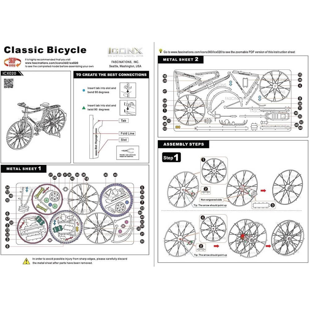 Metal Earth Iconx Classic Bicycle 2 Sheet Metal Model Kit