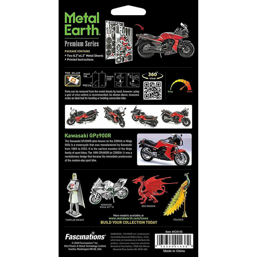 Metal Earth Iconx Kawasaki Ninja GPz900R 2 Sheet Metal Model Kit