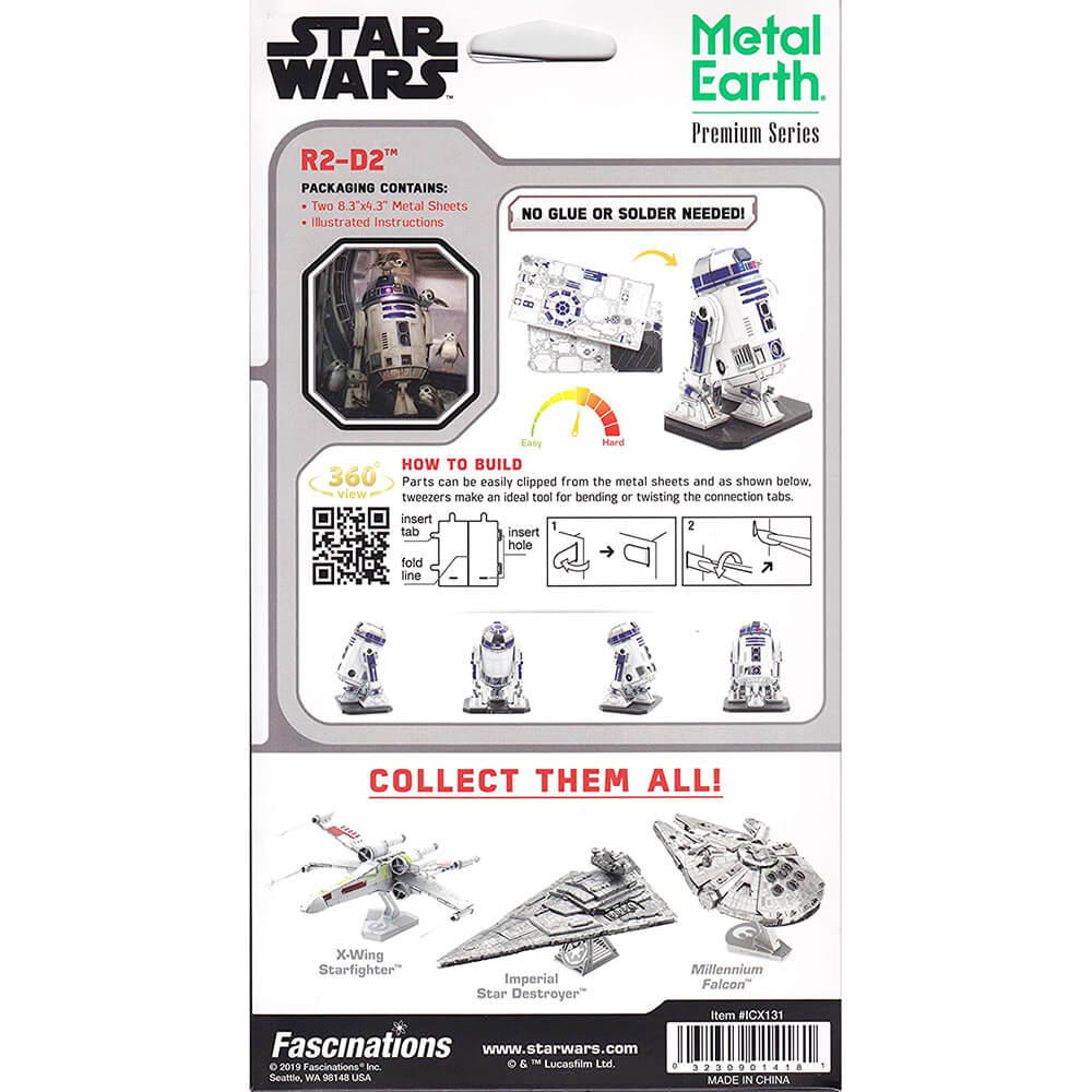 Metal Earth Iconx Star Wars R2-D2 Color 2 Sheet Metal Model Kit