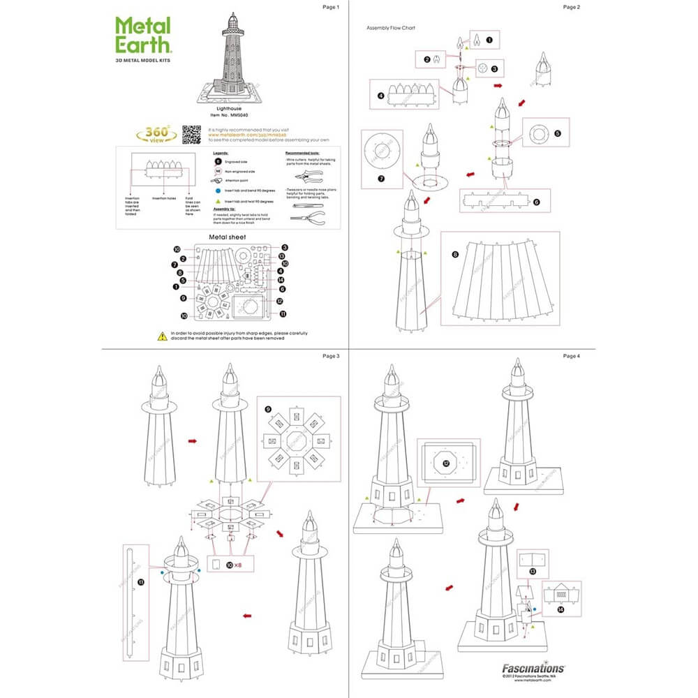 Metal Earth Lighthouse 1 Sheet Metal Model Kit