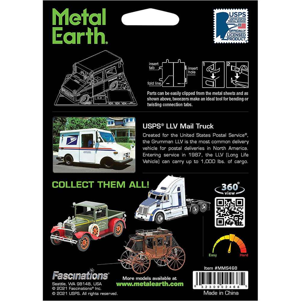 Metal Earth USPS LLV Mail Truck 2 Sheet Metal Model Kit