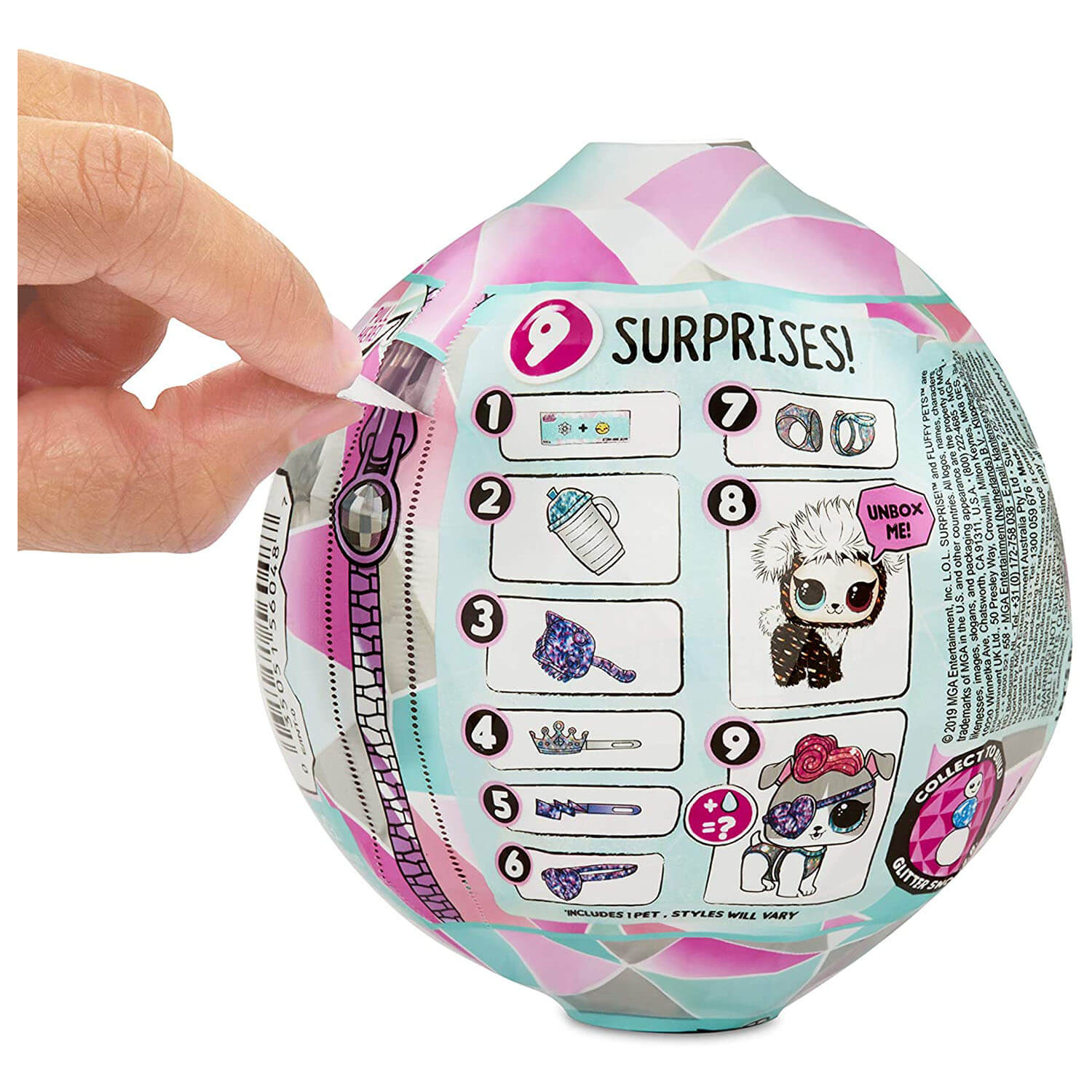 Back view of the L.O.L. Surprise Fluffy Pets package.