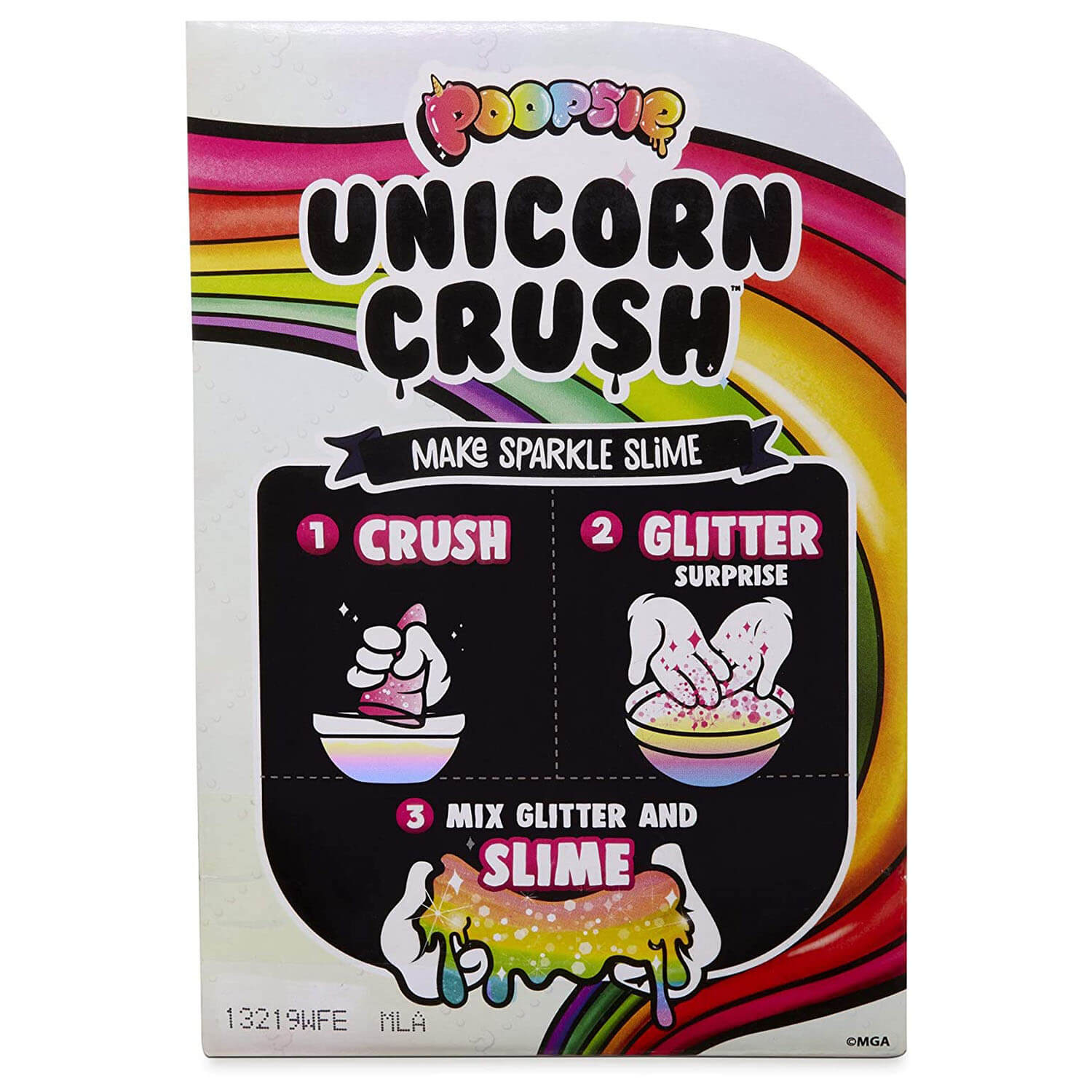 Back view of the Poopsie Unicorn Crush package.