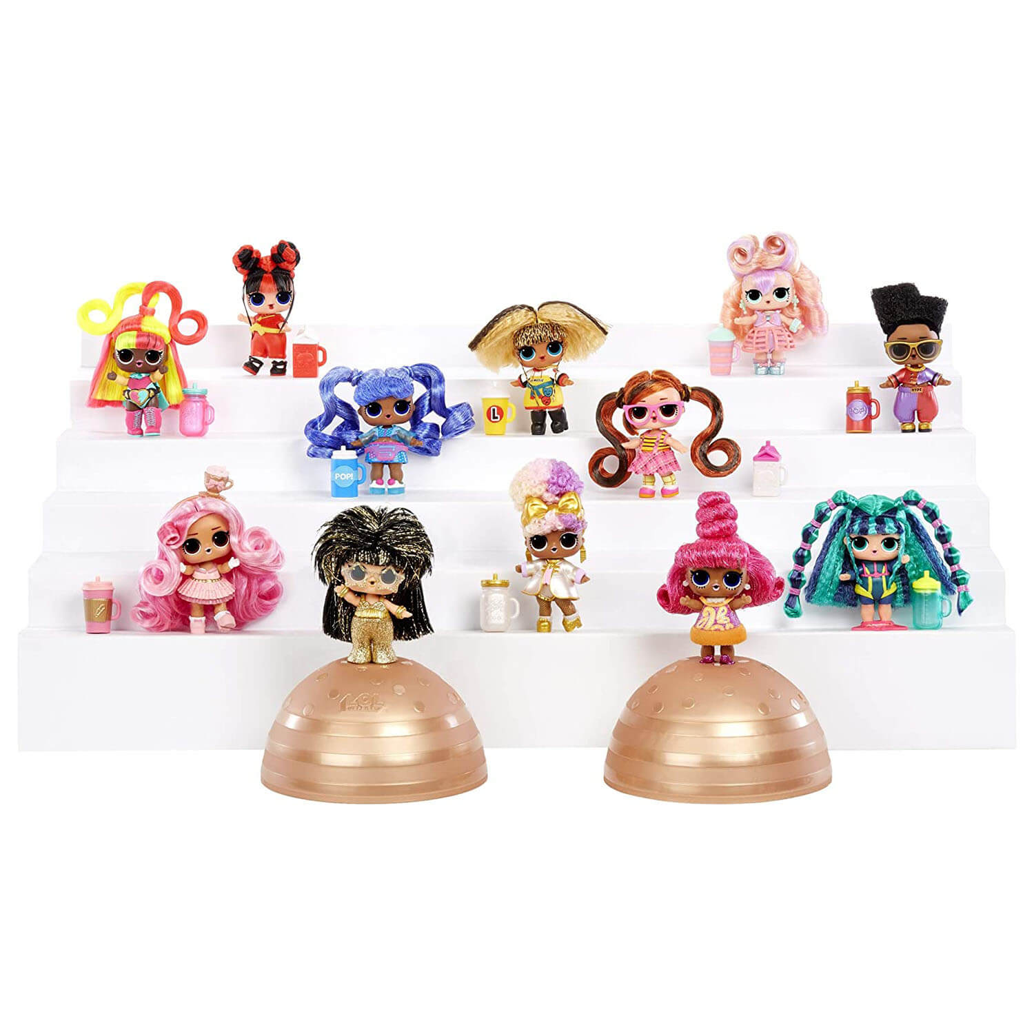 Front view of the L.O.L. figures.