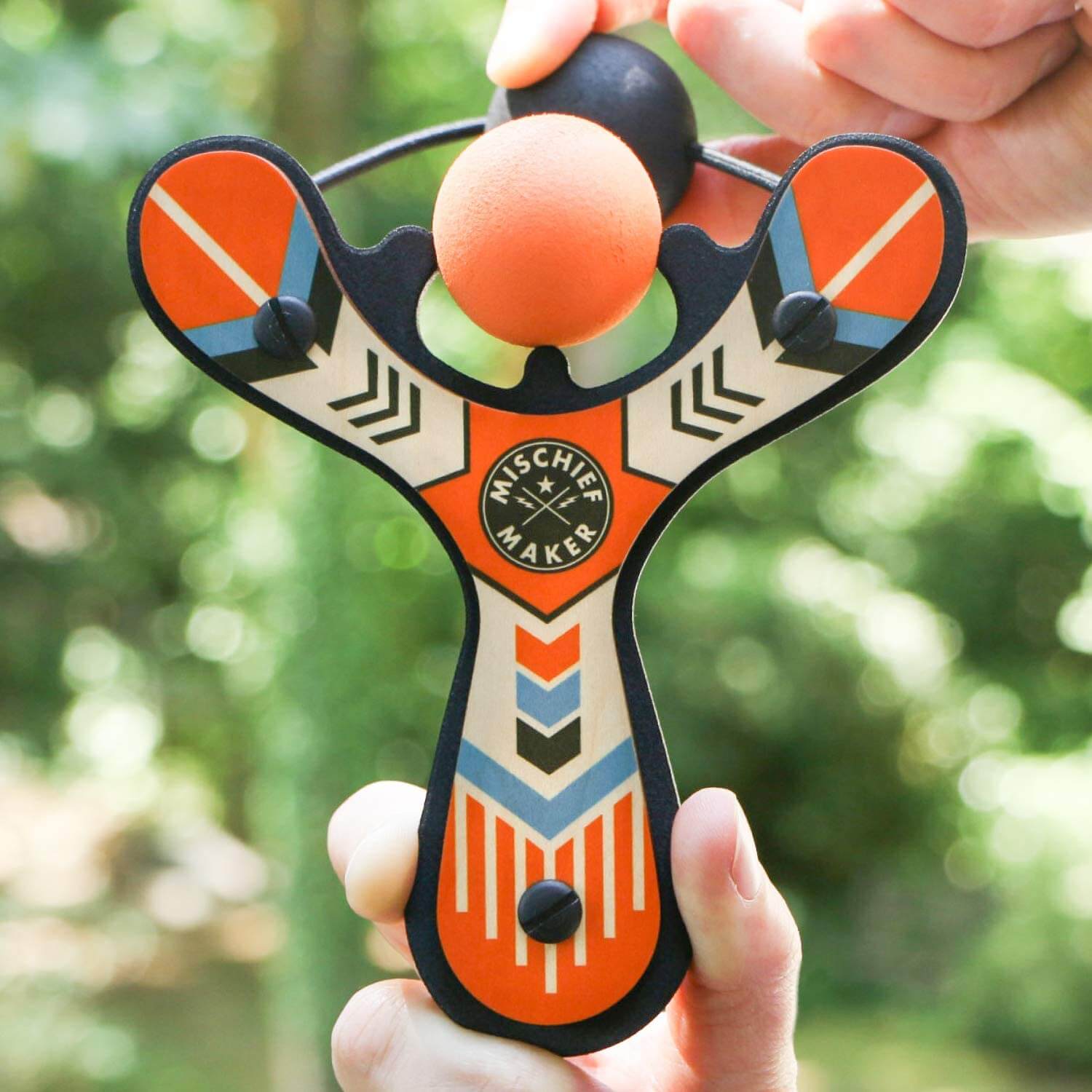 Mighty Fun Mischief Maker Orange Slingshot with 4 Balls