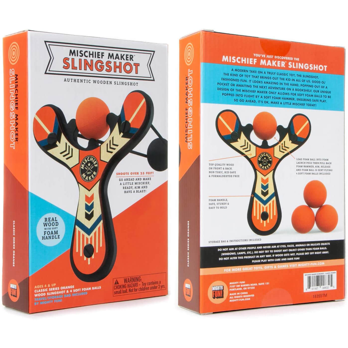 Mighty Fun Mischief Maker Orange Slingshot with 4 Balls
