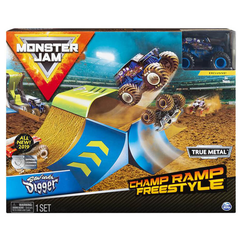 Monster Jam Max D Break Free Stunt Playset with 1:64 Exclusive Truck
