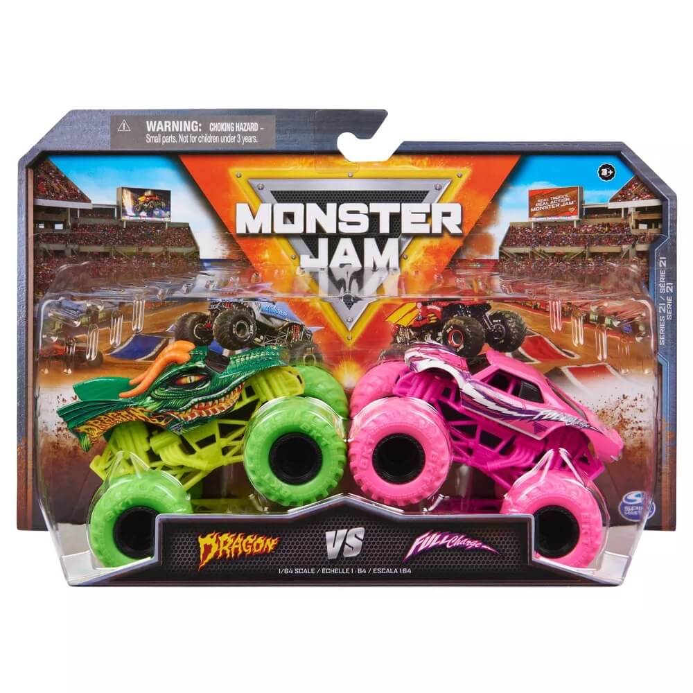 Monster Jam True Metal Dragon vs Full Charge 1:64 Scale Vehicles Series 21