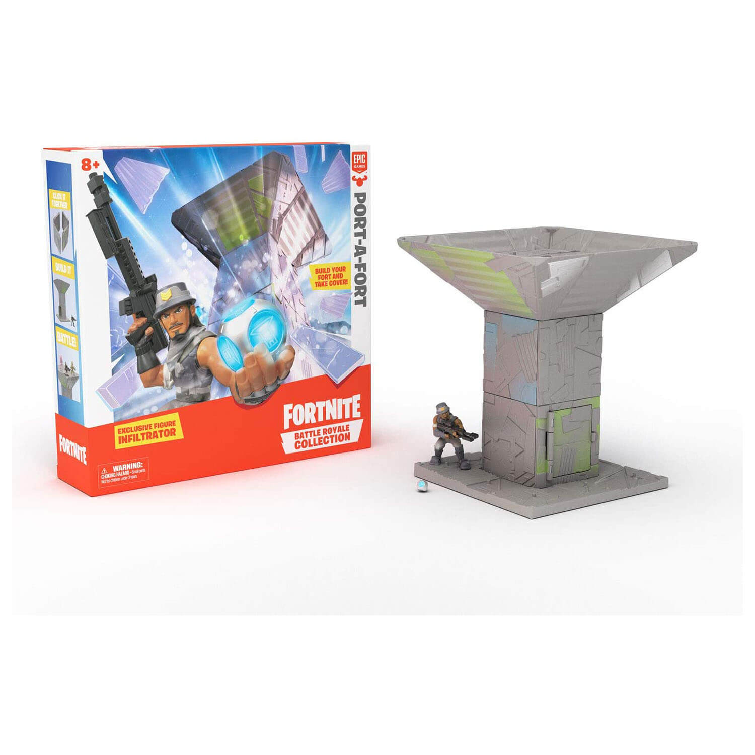 Front view of the Moose Toys Fortnite Port A Fort Display Set package.