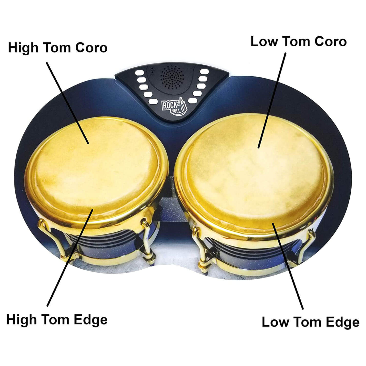 Front view of the rock and roll bongos.