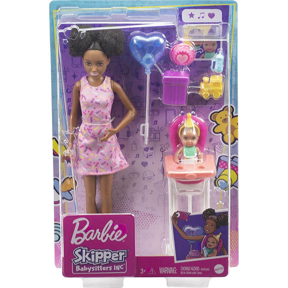 Barbie Family Skipper Babysitters Inc Black Hair and Baby Highchair Playset