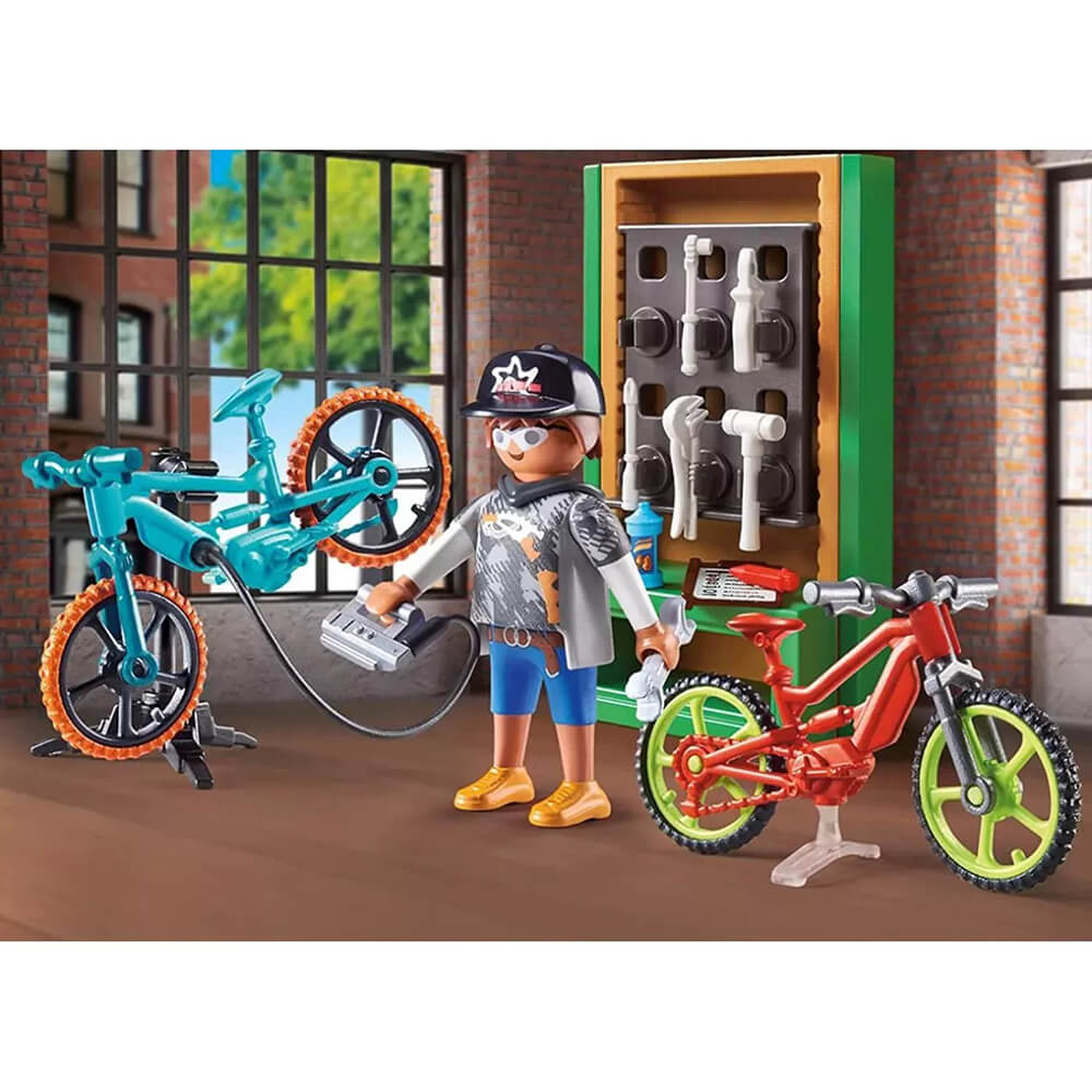 fahrradhelm playmobil PLAYMOBIL City Life Bike Workshop Gift Set (70674) – Maziply Toys